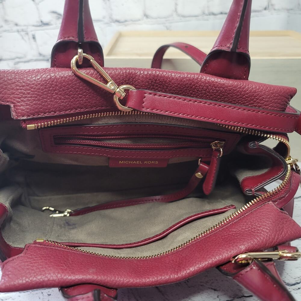 Michael Kors- Leather Satchel Crossbody- Burgundy in color- Small in size - Picture 5 of 10